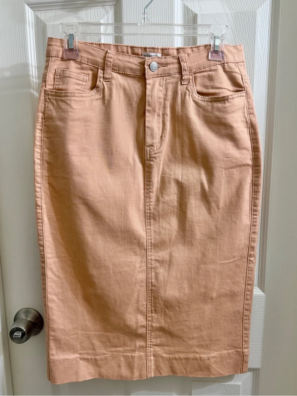 Jade Mackenzie Pink Denim Midi Pencil Skirt Women’s Size 8